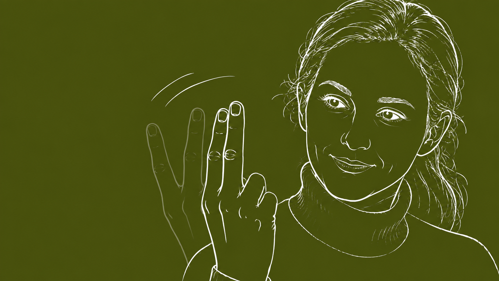 Illustration einer lächelnden Frau, die beim Myostatiktest die Finger zusammenführt